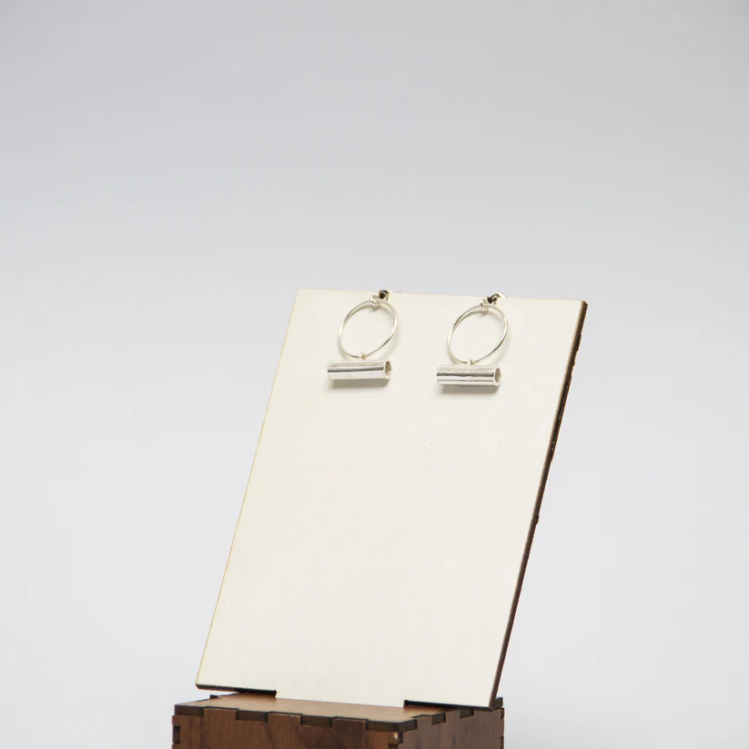 [EA15] Drop Tube Round Earrings